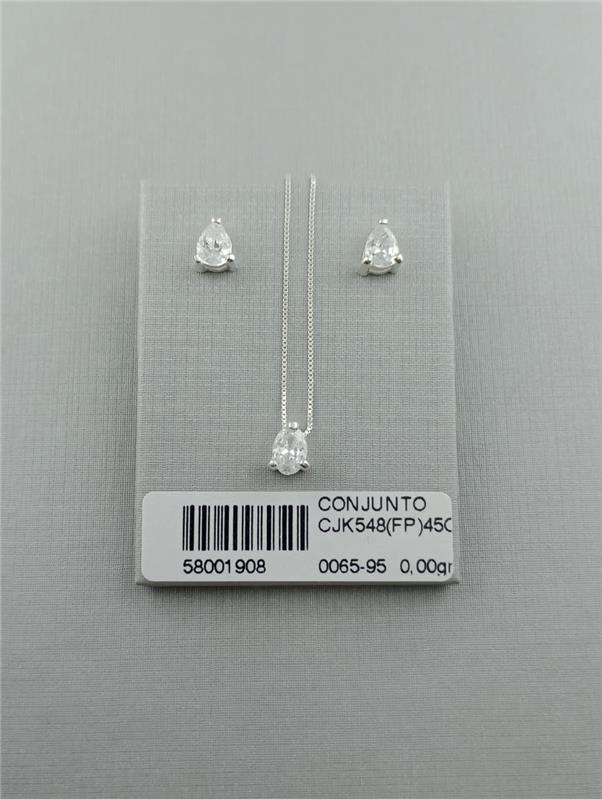 Conjunto Colar Gota - Prata 925